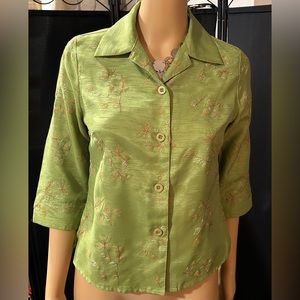Sage Green embroidered Selene Sport Blouse sz PS